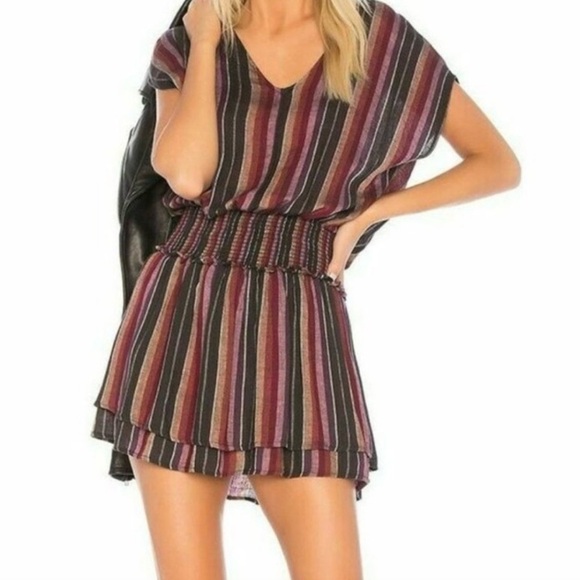 Rails Dress Womens Small Lucca Dress Brava Stripe Short Sleeve Mini Boho Hippie - Picture 1 of 12